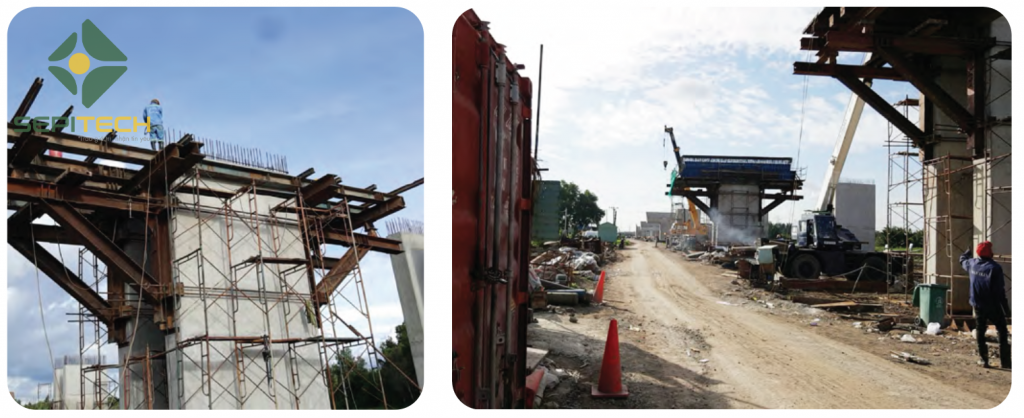 Thi công bệ, thân và xà mũ... cầu Ông Kèo