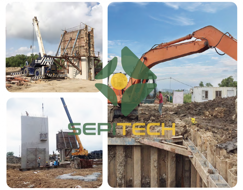 Thi công bệ, thân và xà mũ... cầu Ông Kèo